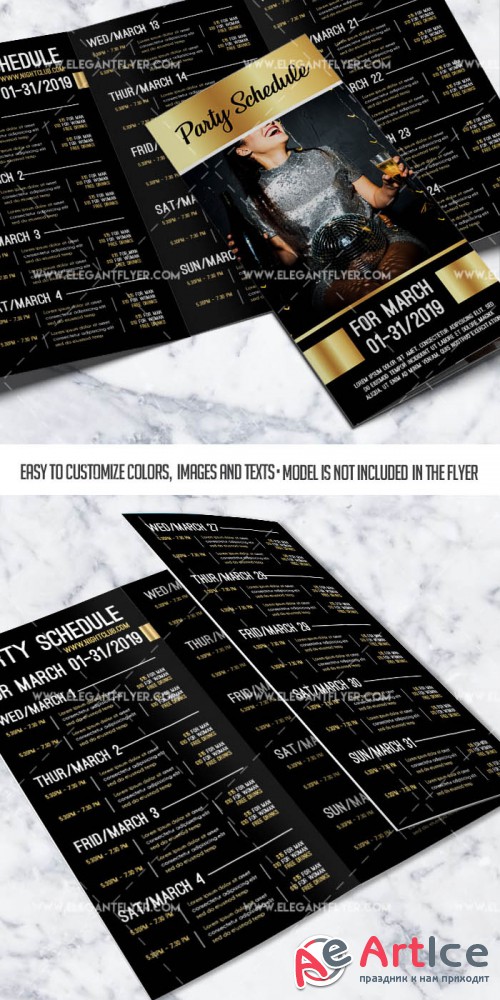 Party Schedule for 1 Month V1 2019 Brochure PSD Template