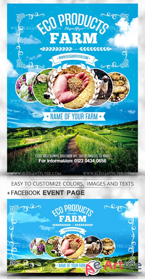Eco Products Farm V1 2019 PSD Flyer Template + Facebook Cover + Instagram Post