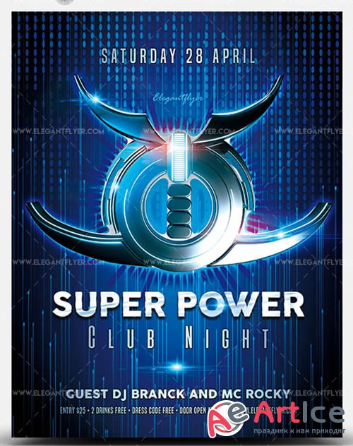Super Power Club Night V1 2019 PSD Flyer Template