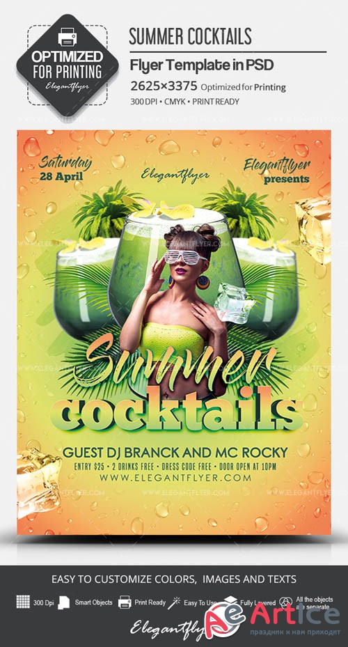 Summer Cocktails V11 2019 PSD Flyer Template
