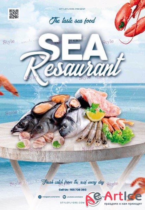 Sea Restaurant V1 2019 PSD Flyer Template