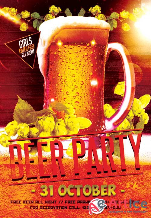 Beer Party psd flyer template