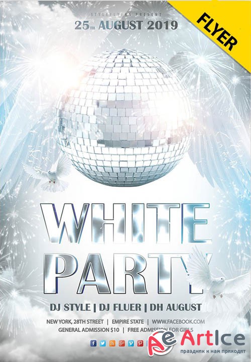 White Party V12 2019 Flyer PSD Template