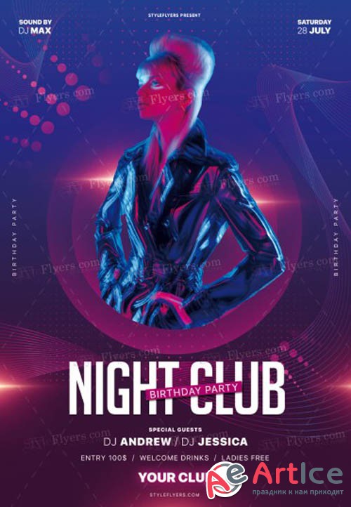 Night Club Birthday Party V30 2019 PSD Flyer Template