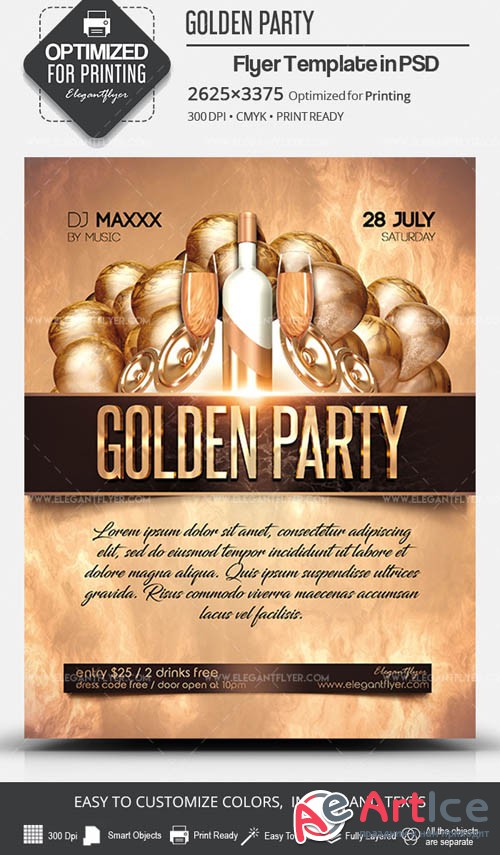 Golden Party V7 2019 PSD Flyer Template