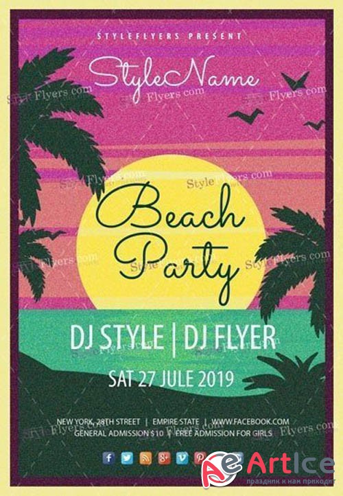 Beach Party V17 2019 PSD Flyer Template