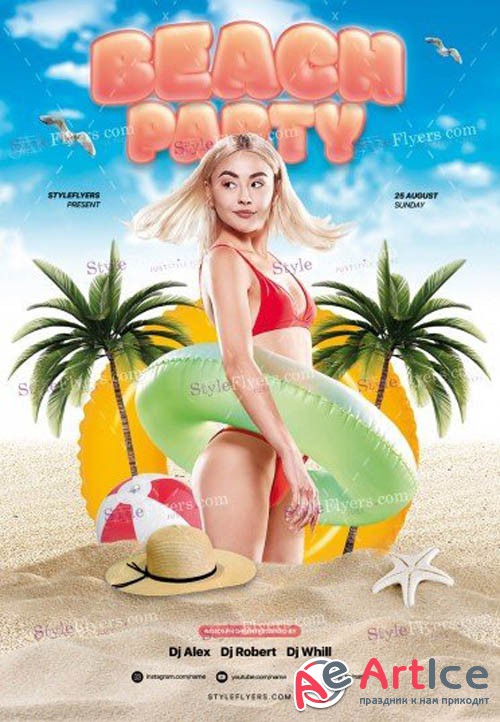 Beach Party V16 2019 PSD Flyer Template