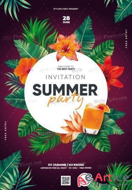Summer Party Invitation V16 2019 PSD Flyer Template