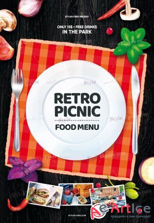Retro Picknick Food Menu V16 2019 PSD Flyer Template