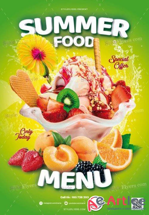 Summer Food Menu V16 2019 PSD Flyer Template