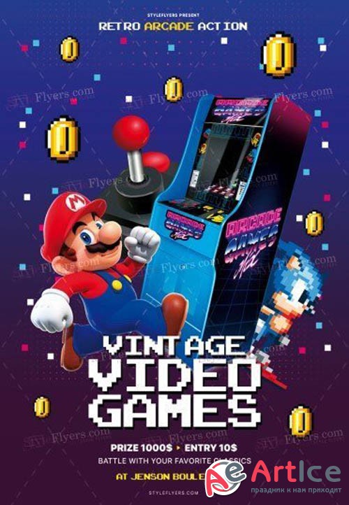 Vintage Video Games V24_07 2019 PSD Flyer Template