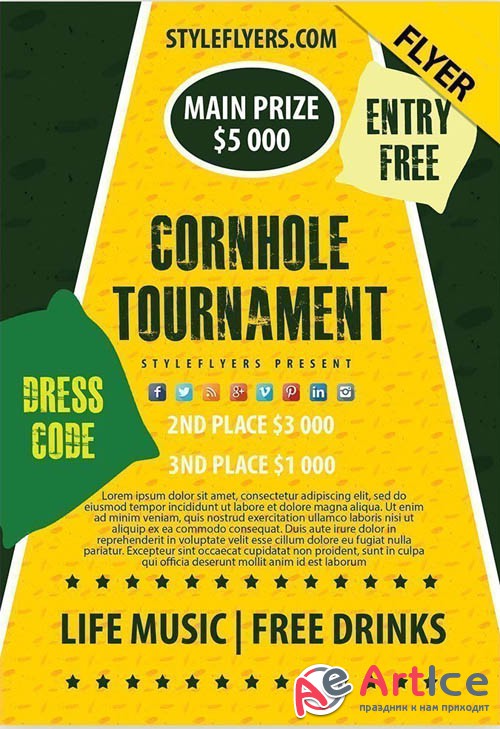 Cornhole Tournament V24_07 2019 Flyer PSD Template