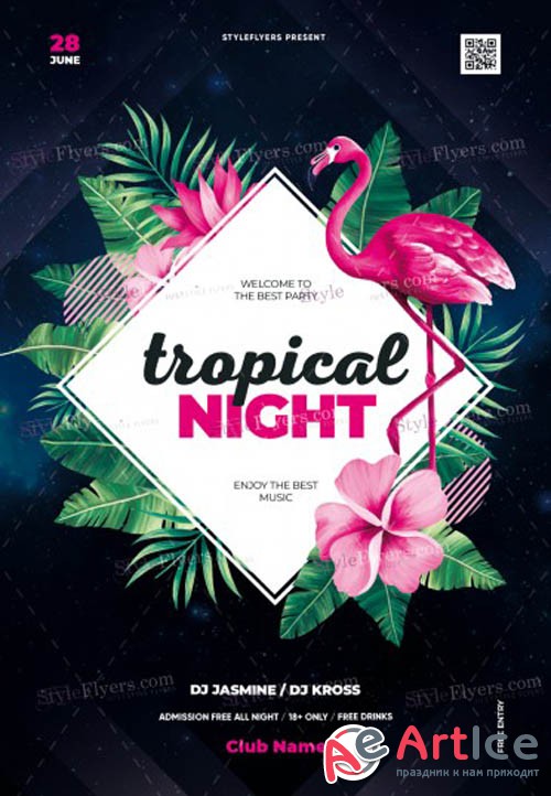 Tropical Night V30 2019 PSD Flyer Template