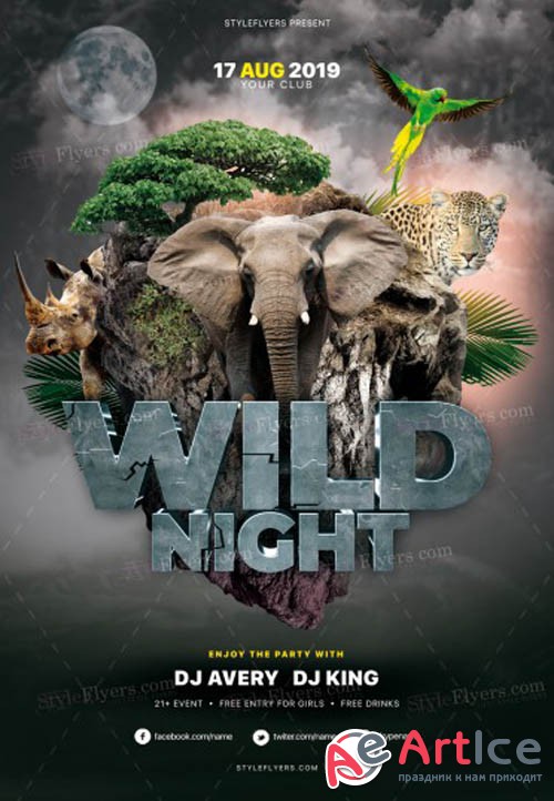Wild Night V1 2019 PSD Flyer Template
