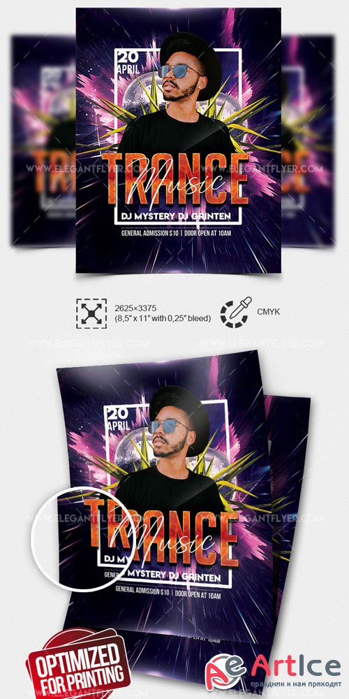 Trance Music V0708 2019 Flyer Template in PSD