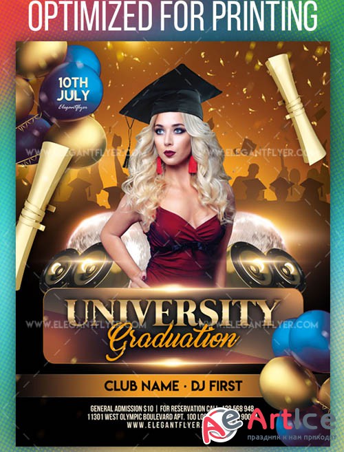 University Graduation V1208 2019 Flyer PSD Template