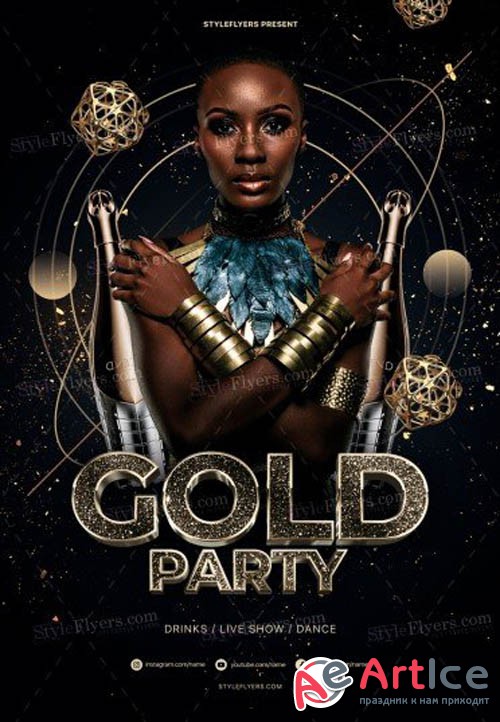 Gold Party V1208 2019 PSD Flyer Temlpate