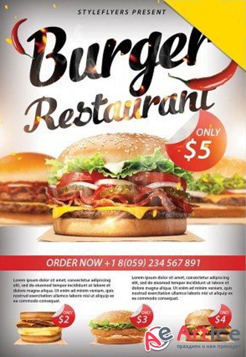 Burger Restaurant V2908 2019 Flyer PSD Template