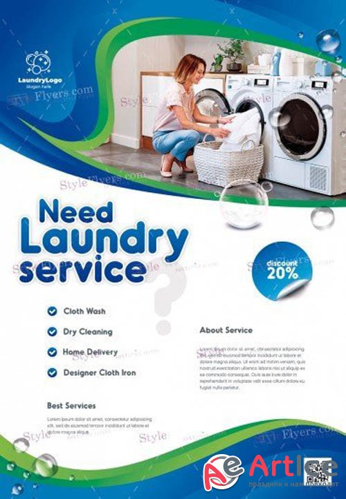 Laundry service V2908 2019 PSD Flyer Template