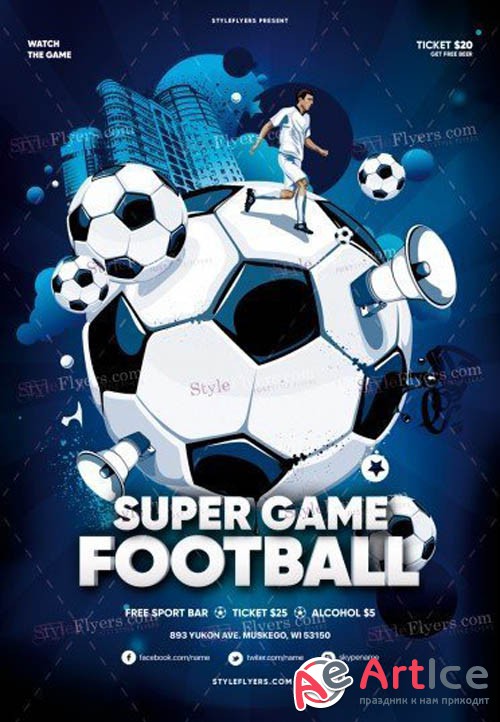 Super Game Football V1709 2019 PSD Flyer Template