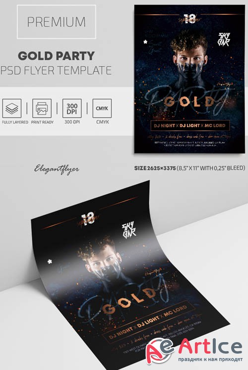 Gold Party V2309 2019 Premium PSD Flyer Template
