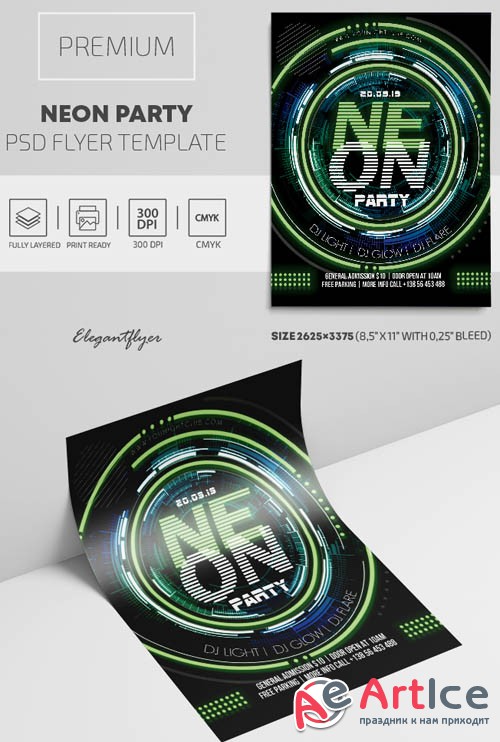 Neon Party V2309 2019 Premium PSD Flyer Template