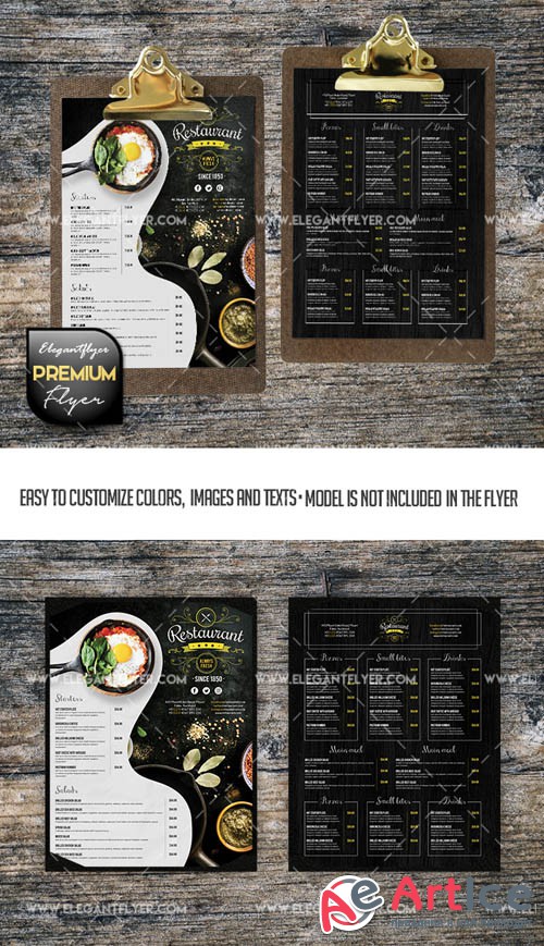 Restaurant Menu V2709 2019 Premium PSD Brochure Template