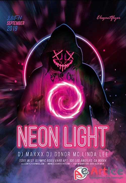 Neon Light V0410 2019 PSD Flyer Template
