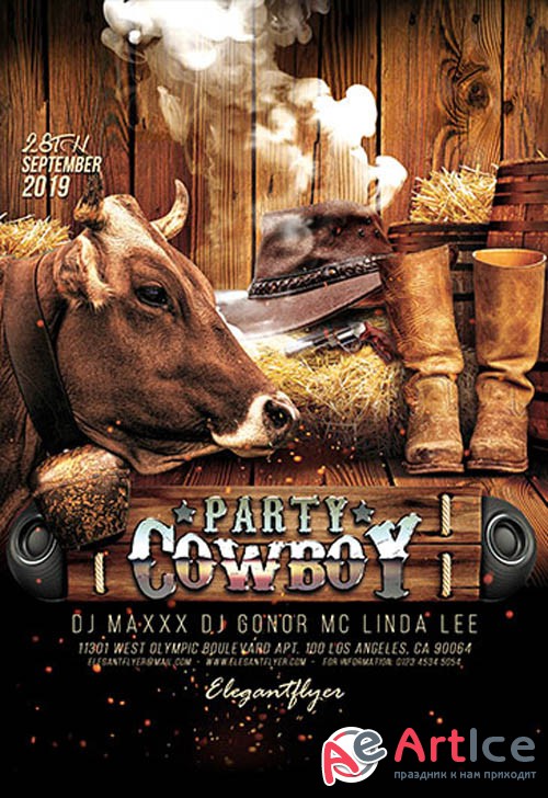Cowboy Party V0910 2019 PSD Flyer Template