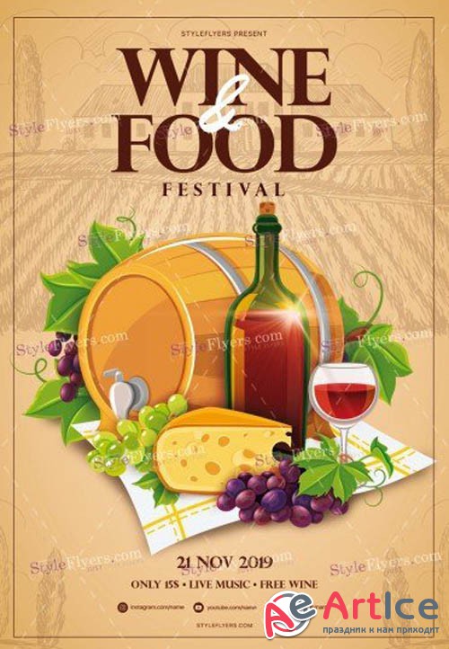 Wine & Food Festival V3010 2019 PSD Flyer Template