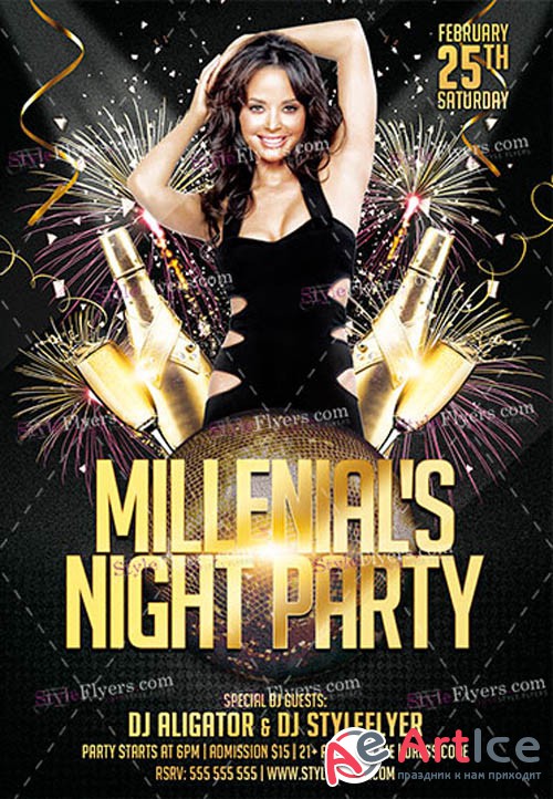 Millenials Night Party V0911 2019 PSD Flyer Template