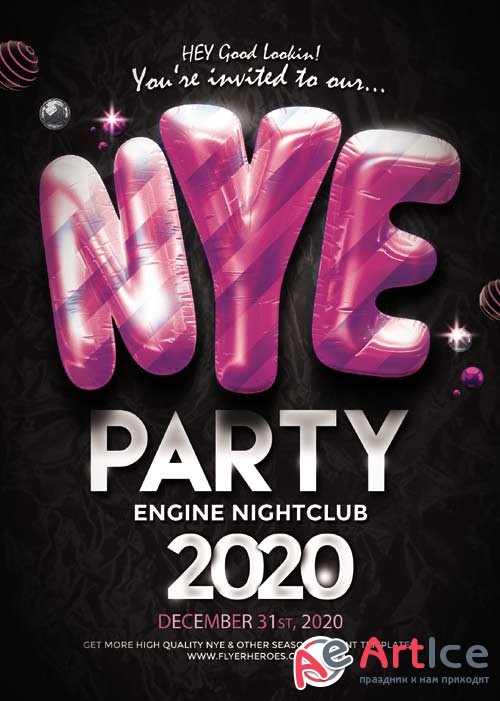 NYE Party psd flyer template