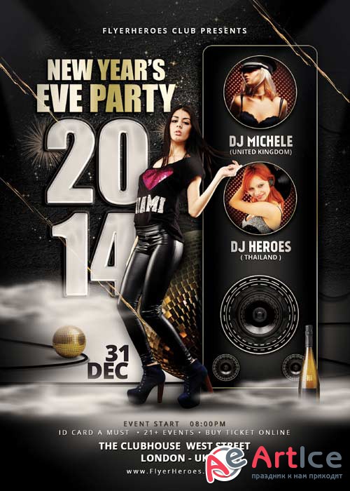 New Years Eve Party psd flyer template
