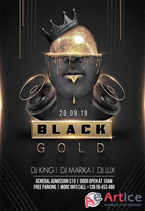 Black and Gold Party V2211 2019 Premium PSD Flyer Template