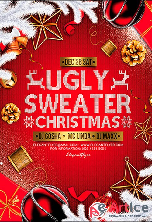 Ugly Sweater Christmas V2611 2019 Premium PSD Flyer Template