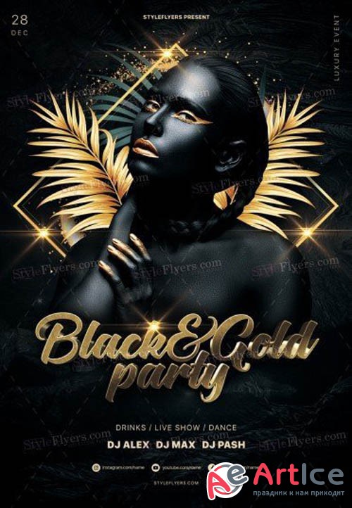 Black and Gold Party V0212 2019 PSD Flyer Template