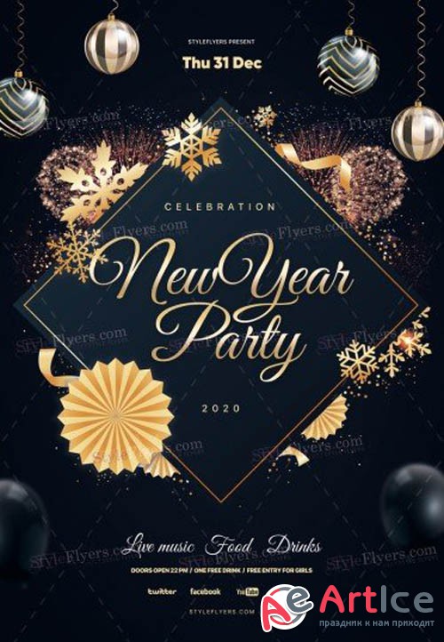 New Year Party V1612 2019 PSD Flyer Template