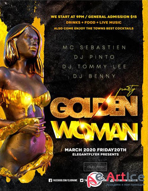 Golden Woman Party V1201 2020 Premium PSD Flyer Template