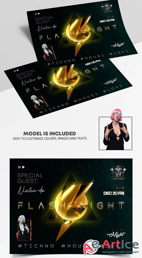Flash Night Party V1201 2020 Premium PSD Flyer Template