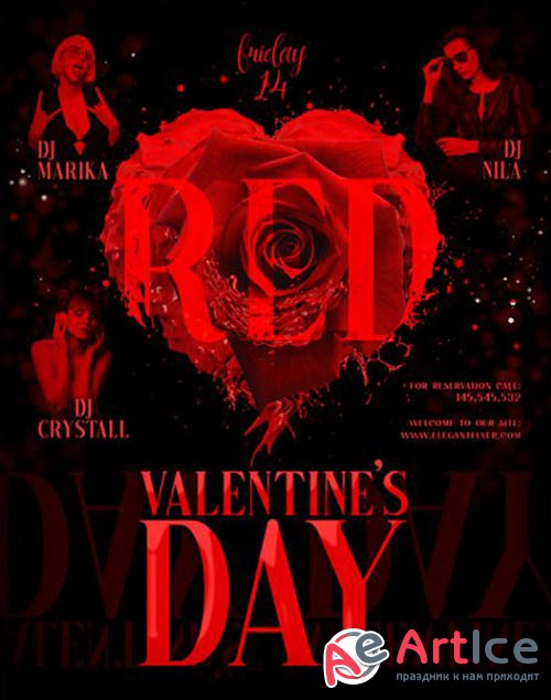 Red Valentines Day V1201 2020 Premium PSD Flyer Template