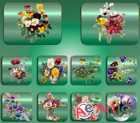 Прозрачные клипарты для фотошопа - цветы в букетах